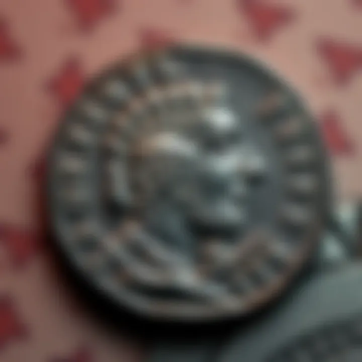A close-up view of Tigrannes the Great tetradrachm coin showing its unique scar