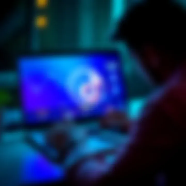 Tik Tok Coin Investment Guide A person looking at Tik Tok Coin graphics on a laptop screen, considering cryptocurrency investment options.