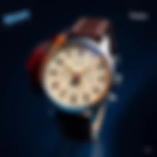A polished 37mm Timex watch featuring a cream dial with day and date indicators, moon phase display, and a luxurious leather strap