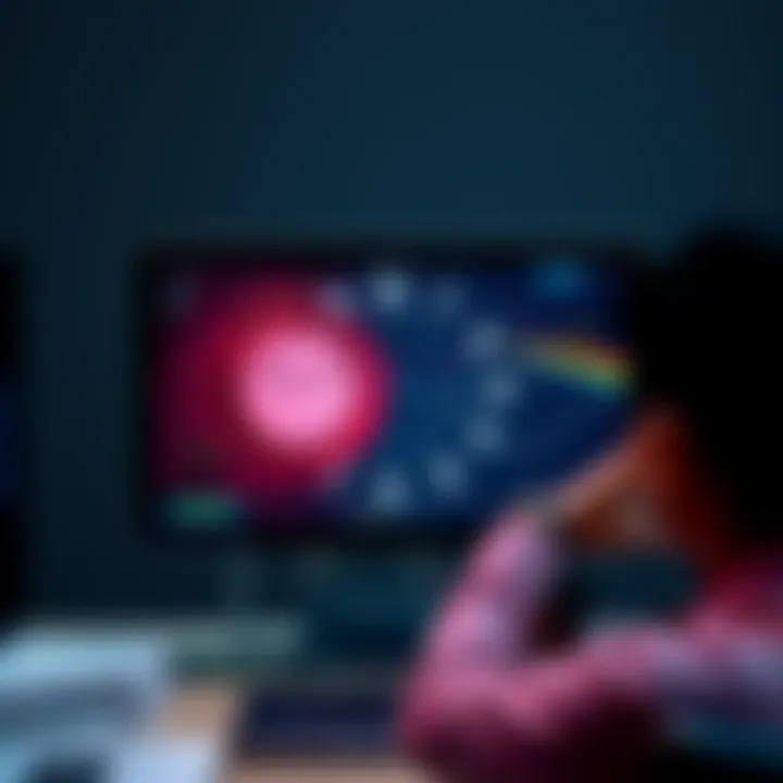 A computer screen displaying a clock with erratic timings and a frustrated person looking at it