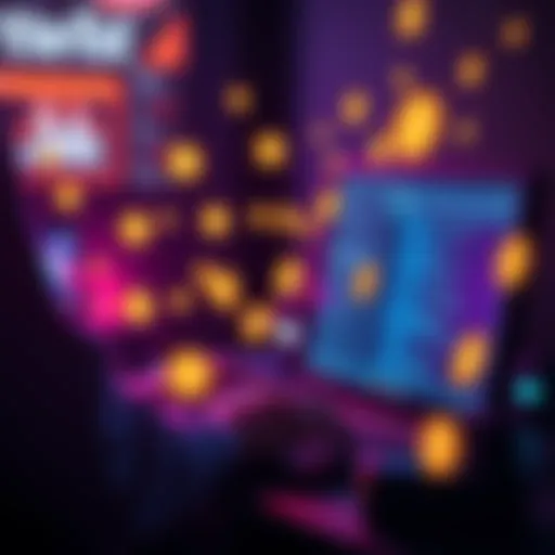 A person using a computer to distribute tokens to multiple wallet addresses quickly and efficiently, surrounded by digital currency symbols.