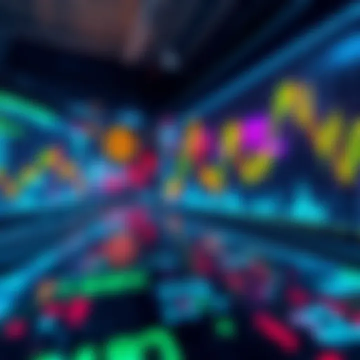 A digital representation of tokenized stocks being traded on a blockchain platform, highlighting financial growth and innovation.