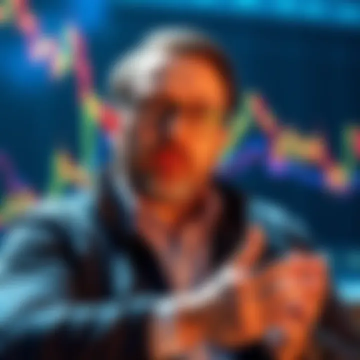 Tom Lee discusses cryptocurrency growth Tom Lee sharing insights on cryptocurrency market trends with a graph in the background