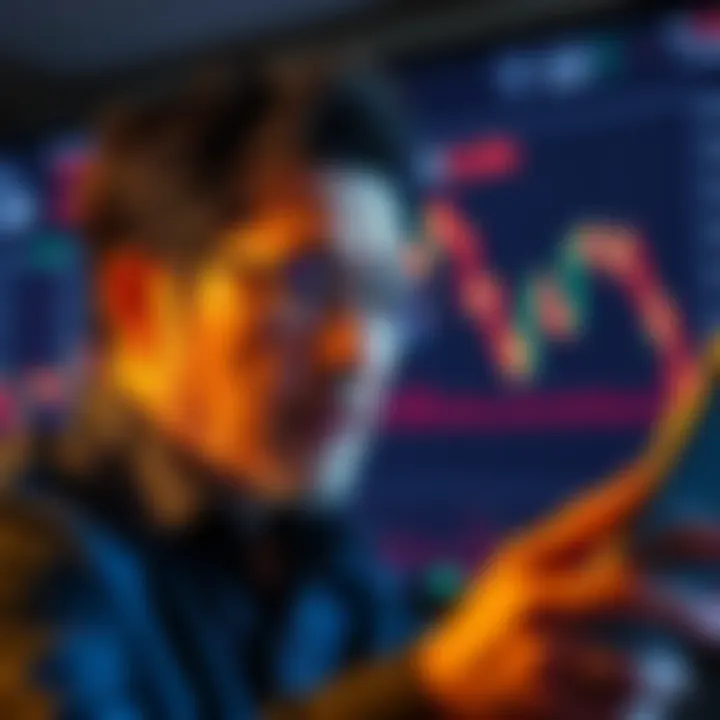 Tom Lee looking concerned while reviewing financial charts showing a significant drop in Ethereum value, with a graph indicating an $8 billion loss in background.