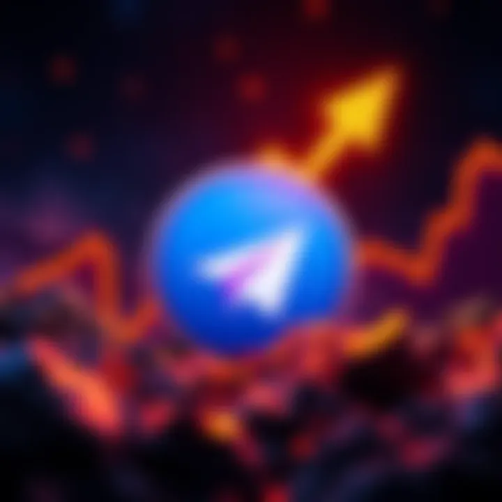 Toncoin logo with an upward arrow indicating a price increase after Telegram's announcement