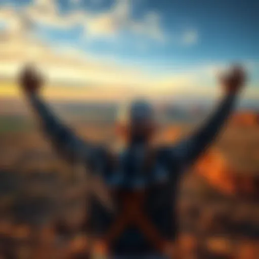 A person celebrating their achievement of becoming one of the top 500 land owners in America with a backdrop of vast land.