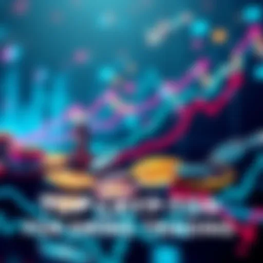 A graphic showing various cryptocurrencies with upward trends, emphasizing liquidity and volatility for trading strategies.