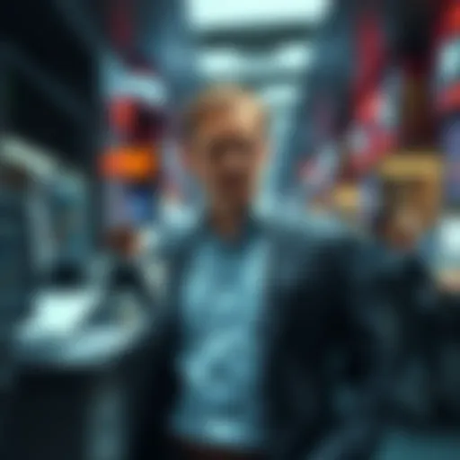 A trader looking worried as they step away from a trading desk, showing a decline in market confidence.