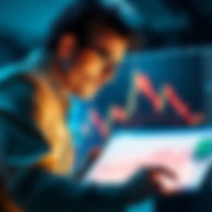 A trader focused on a chart, considering their emotional approach to trading style, representing patient holding and active trading.