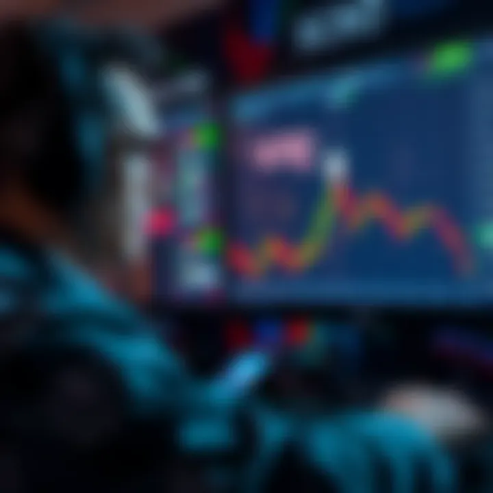 A trader looks at a screen showing the $CRO price chart, with a downward trend highlighted, suggesting a possible market decline.
