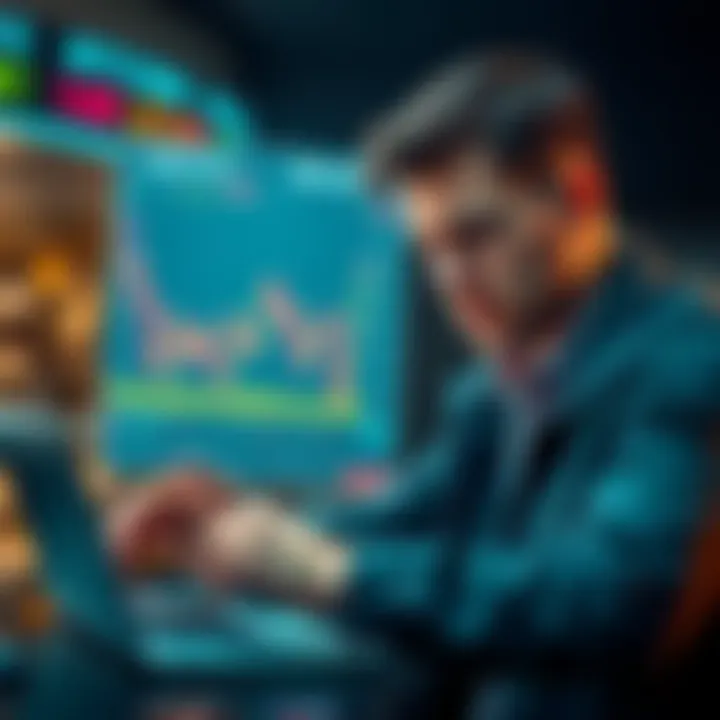 A trader looks worried while checking Bitcoin prices on a laptop, indicating caution after multiple losses.