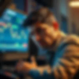 A worried trader looks at a computer screen displaying MEXC trading app with bonus disputes and safety alerts