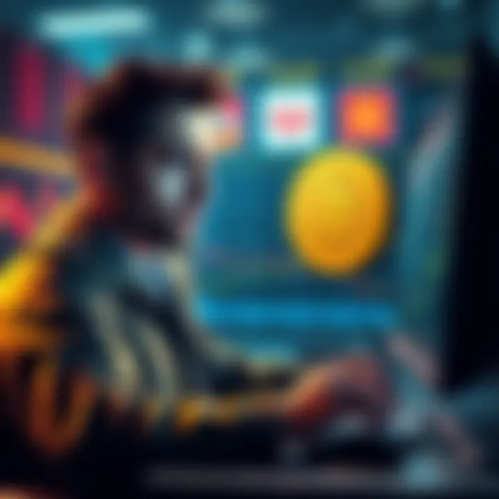 A trader looking worried while changing Dogecoin into a different asset on their computer