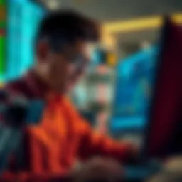 A distressed trader looking at a screen showing a loss in SAHARAUSDT position after Bitget's ADL closure