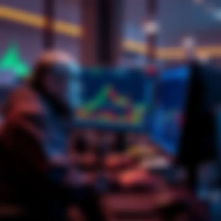A trader reviewing cryptocurrency charts on a computer, looking concerned about recent market risks.