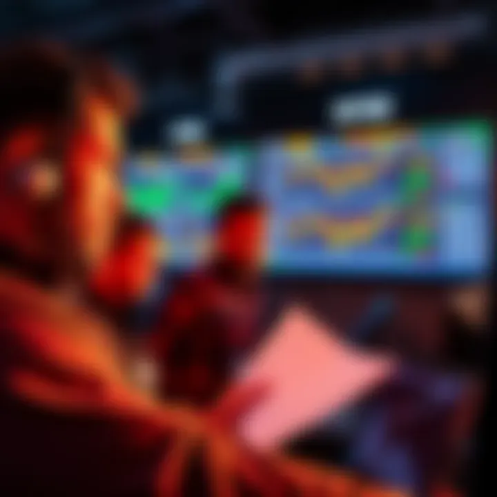 Group of traders looking at charts and graphs on screens, showing frustration with current market conditions and considering other investment options.