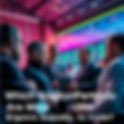 Group of traders sharing opinions on GMX, Vertex, and Gains platforms for trading