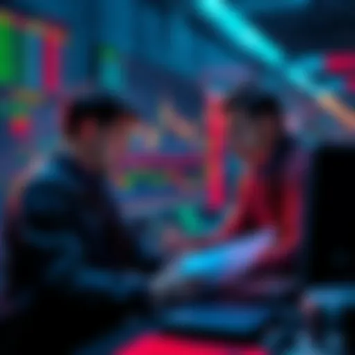 A trader analyzing charts and calculating risk in a trading environment, focusing on Bitcoin.