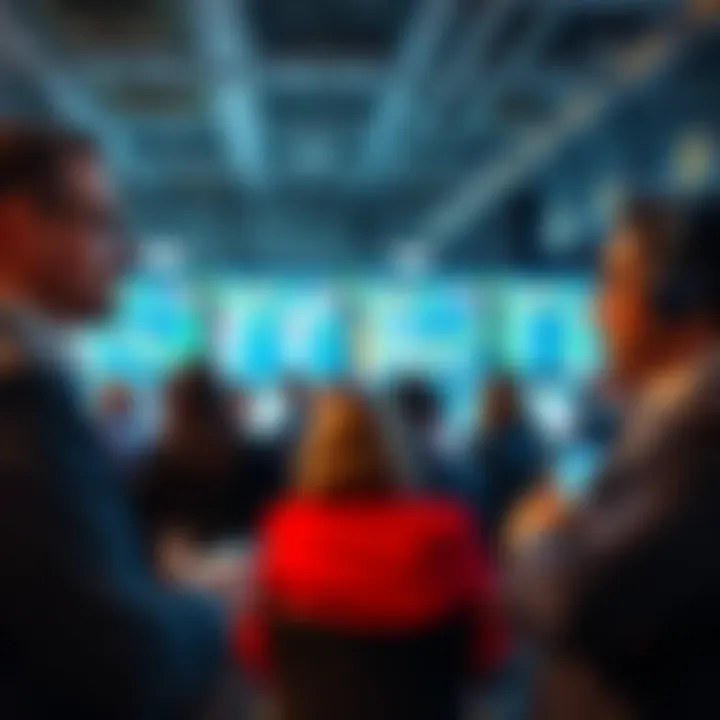 Group of traders sharing their biggest trade experiences in a forum setting