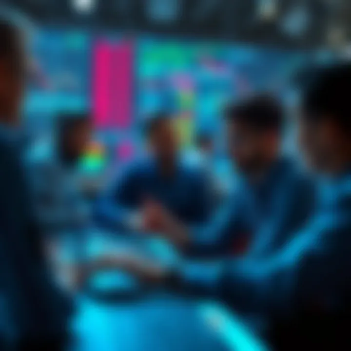 Group of traders analyzing charts and making trades on BitMart platform