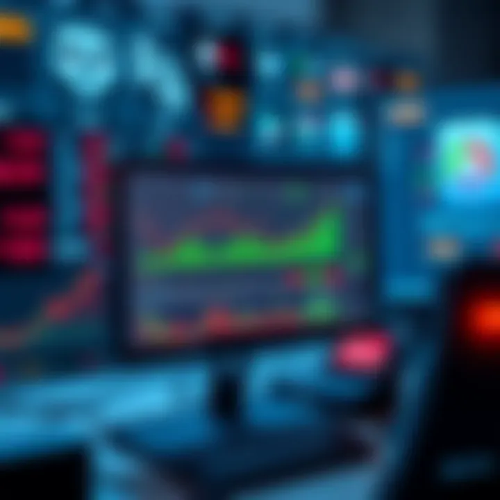 Various trading bots displayed on a computer screen with graphs and rare items in the background