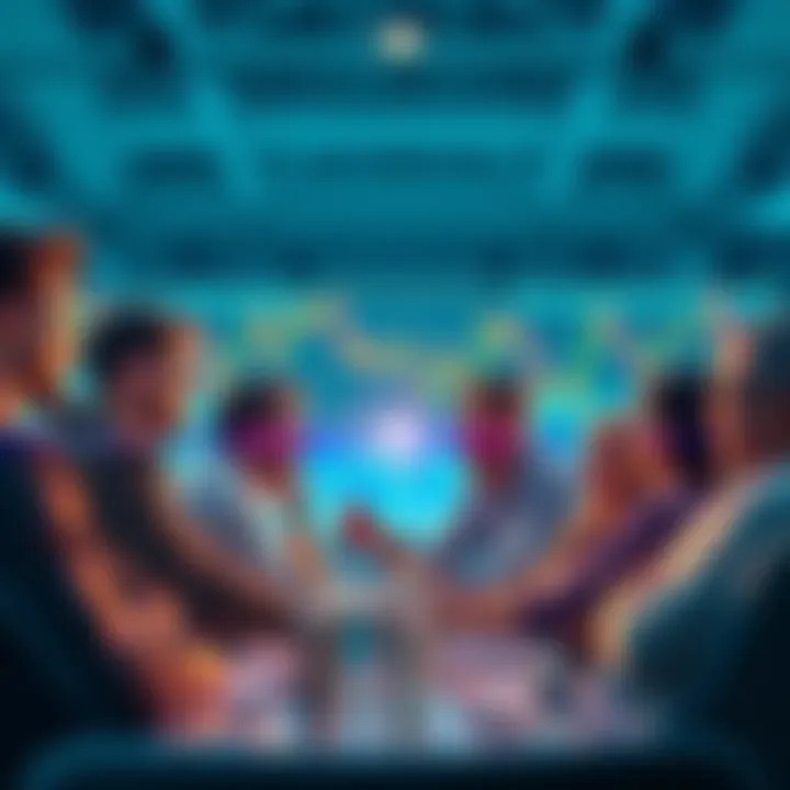 A group of people sharing trading ideas and events in a lively forum setting