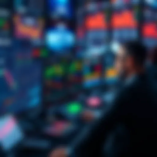 A trader analyzing financial data on a computer screen, focusing on charts and reports related to Non-Farm Payroll and Consumer Price Index