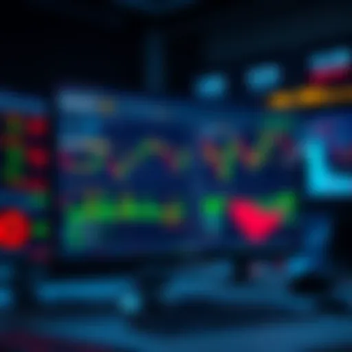 A computer screen displaying a trading platform with charts and options for managing open positions and orders.