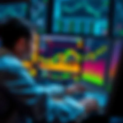 A person analyzing cryptocurrency charts and graphs on a computer, focusing on trading strategies for Binance.