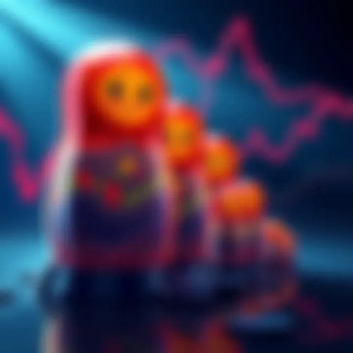 Illustration showing stacked trading ranges of different sizes, symbolizing the Russian doll strategy for profits.