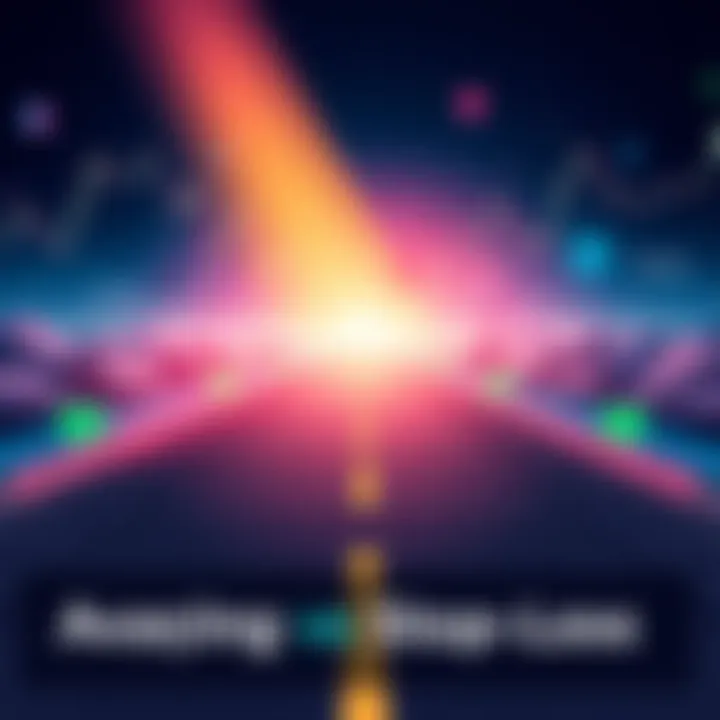 A graphic showing two pathways representing averaging strategies and stop-loss systems in trading, with visual elements of charts and profit indicators