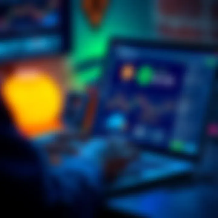 A person using a laptop to transfer cryptocurrency from Coinbase to a TRC20 wallet, showing a digital wallet interface on the screen.