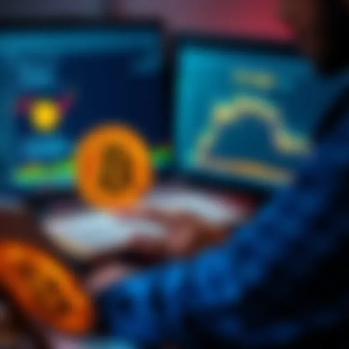 A person using a computer to transfer Bitcoin from a Ledger device, showing a digital wallet interface on the screen.