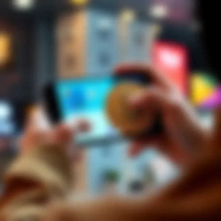 A person using a smartphone to transfer Bitcoin from Robinhood to Strike, showing app interfaces on the screen.