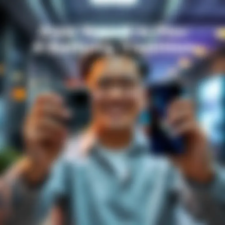 Transition from Nano X to Flex A person happily holding both Nano X and Flex devices, showcasing their transition with a smile and a sense of satisfaction.