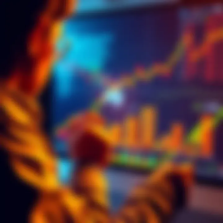 A person examining a chart showing investment growth, symbolizing a shift from cryptocurrency to real-world investments.