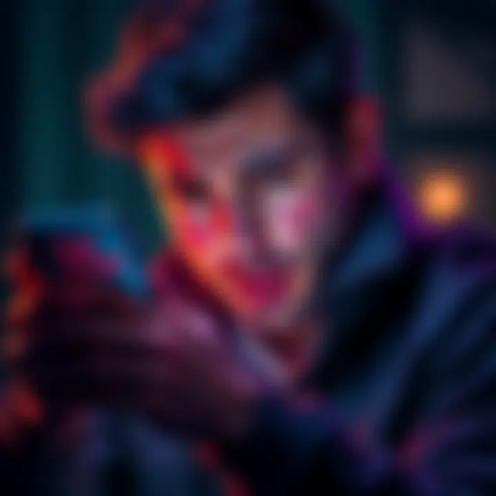 A frustrated person looking at a phone, showing a closed account notification and bounced transfer messages, depicting financial distress