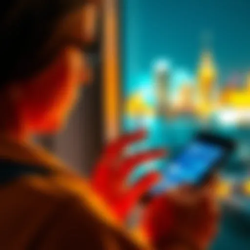 A person organizing travel funds by using multiple neobank apps on a smartphone, illustrating financial security while traveling.