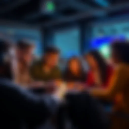 A group of diverse individuals brainstorming ideas together for TreeHacks 2026, showcasing collaboration and teamwork.