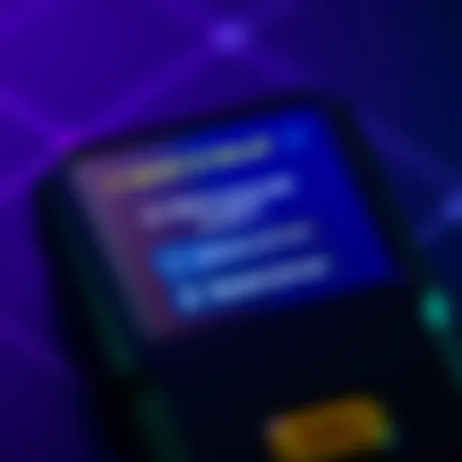 Close-up of a Trezor Model T wallet displaying backup phrase options on the screen