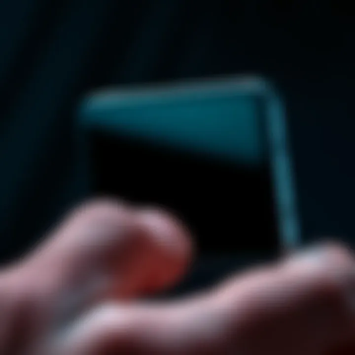 A close-up of a Trezor 7 wallet showing a black screen while being used, indicating touchscreen problems.