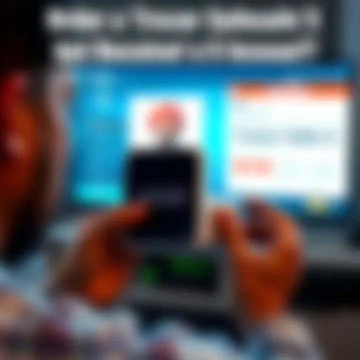 A person holding a Trezor Safe model 5 while looking confused, with the original order details for a model 3 visible on a screen in the background