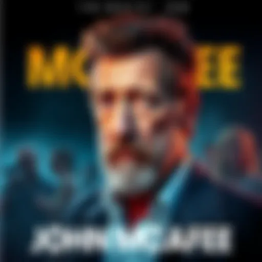 A collage of John McAfee's notable moments, highlighting his involvement in cryptocurrency and technology.
