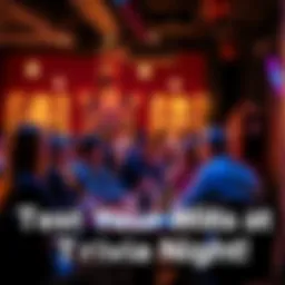 People gathered around tables, focused on trivia questions during a lively game night.