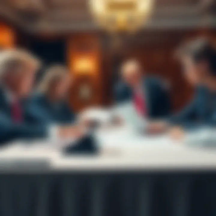 The Trump family discussing new U.S. dollar upgrade plans at a table with financial documents and charts