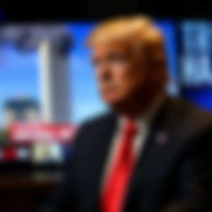 Donald Trump speaking on television shortly after 9/11, with a serious expression and news graphics in the background.