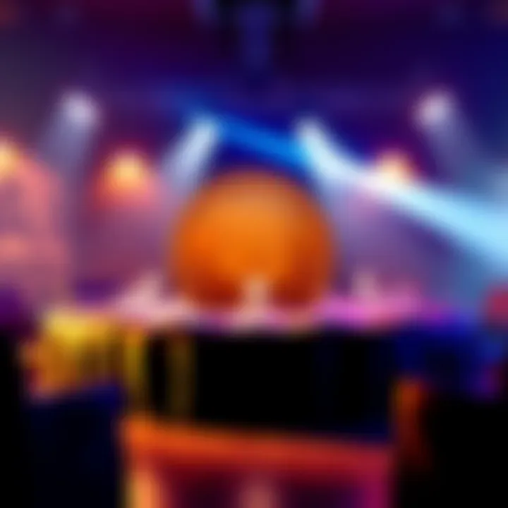TRUMP coin logo with a dinner table and spotlights, symbolizing speculation around a gala dinner with Donald Trump