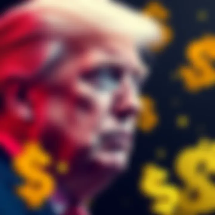 Trump and Cryptocurrency Connection Graphic showing President Trump with cryptocurrency symbols and dollar signs, representing allegations of corruption in politics.