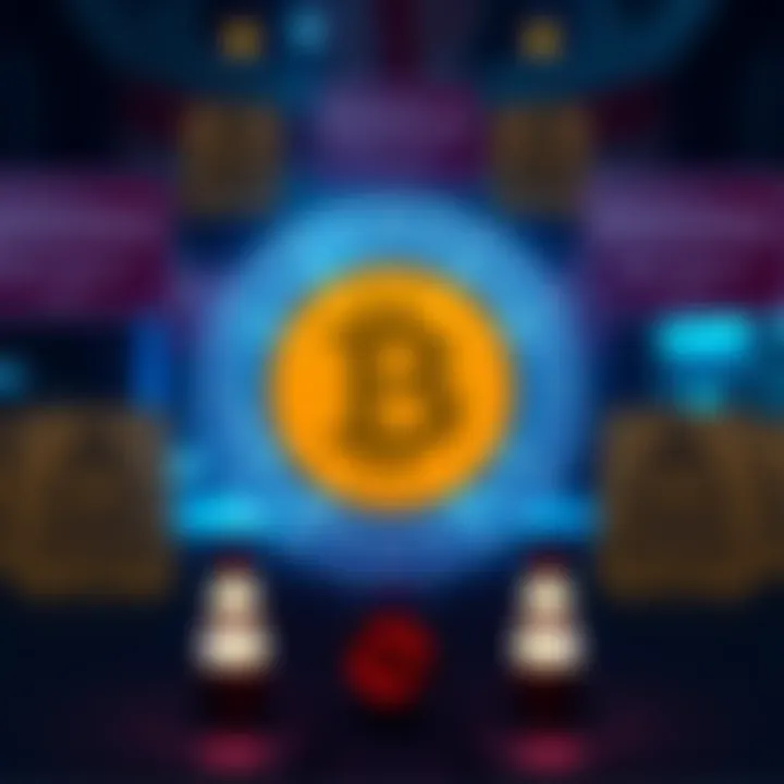 A visual representation of a cryptocurrency logo with a backdrop of warning signs indicating scrutiny and regulatory concerns