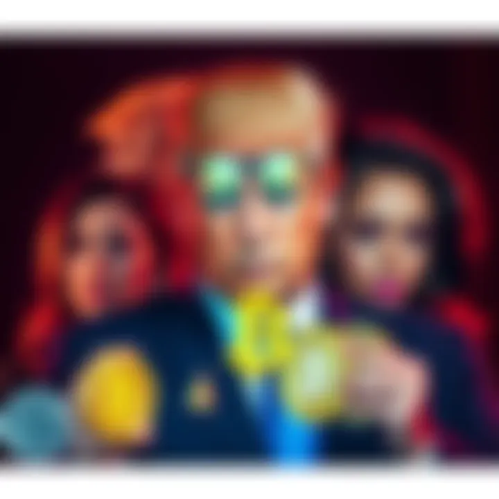 A visual representation of the Trump family with cryptocurrency symbols, highlighting concerns over their involvement in crypto deals.